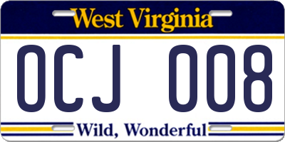 WV license plate OCJ008
