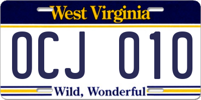 WV license plate OCJ010