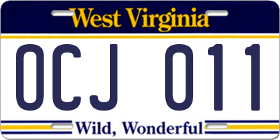 WV license plate OCJ011