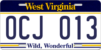WV license plate OCJ013