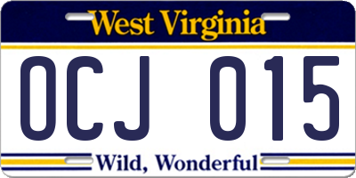 WV license plate OCJ015