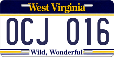 WV license plate OCJ016