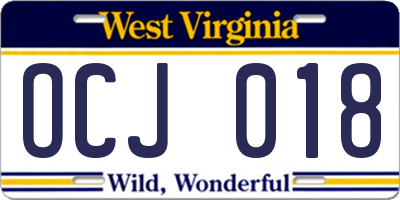 WV license plate OCJ018