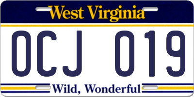 WV license plate OCJ019