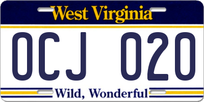 WV license plate OCJ020
