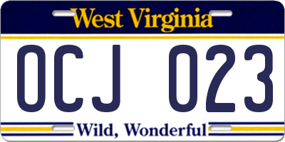 WV license plate OCJ023