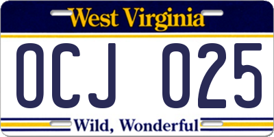 WV license plate OCJ025