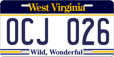WV license plate OCJ026