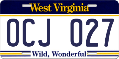 WV license plate OCJ027