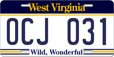 WV license plate OCJ031
