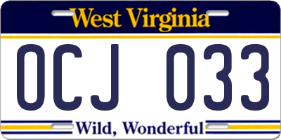 WV license plate OCJ033