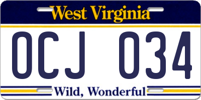 WV license plate OCJ034