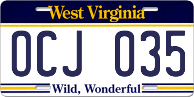 WV license plate OCJ035
