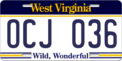 WV license plate OCJ036