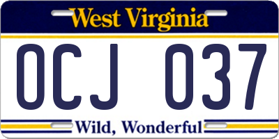 WV license plate OCJ037