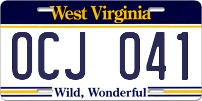 WV license plate OCJ041
