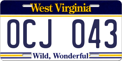 WV license plate OCJ043