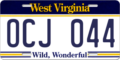 WV license plate OCJ044