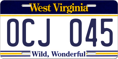 WV license plate OCJ045