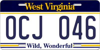 WV license plate OCJ046