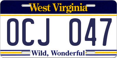 WV license plate OCJ047
