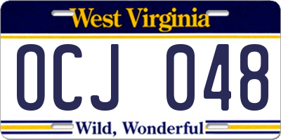WV license plate OCJ048