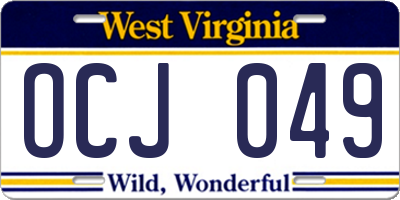 WV license plate OCJ049