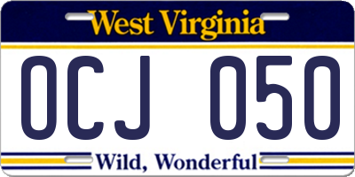 WV license plate OCJ050