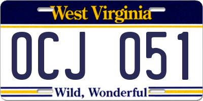 WV license plate OCJ051