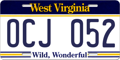 WV license plate OCJ052