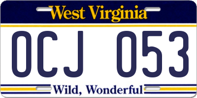 WV license plate OCJ053