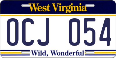WV license plate OCJ054