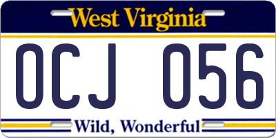 WV license plate OCJ056