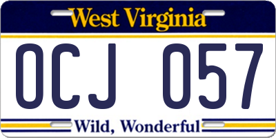 WV license plate OCJ057