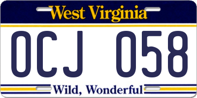 WV license plate OCJ058