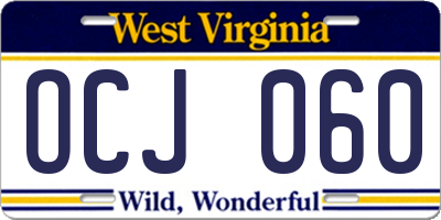 WV license plate OCJ060