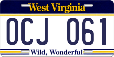 WV license plate OCJ061