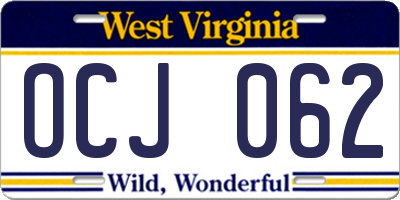 WV license plate OCJ062