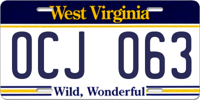 WV license plate OCJ063