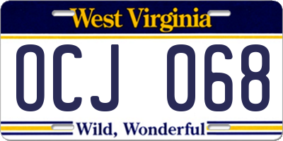 WV license plate OCJ068