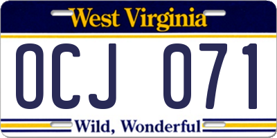 WV license plate OCJ071