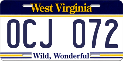 WV license plate OCJ072