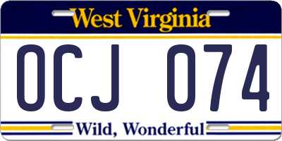 WV license plate OCJ074