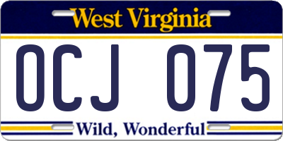 WV license plate OCJ075