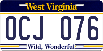 WV license plate OCJ076