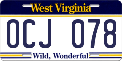 WV license plate OCJ078