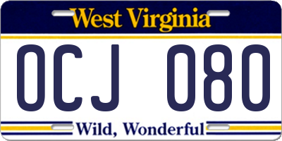WV license plate OCJ080