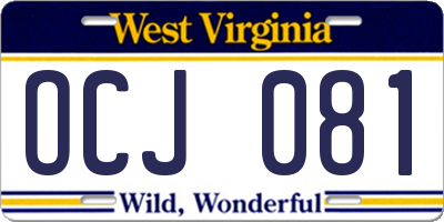 WV license plate OCJ081