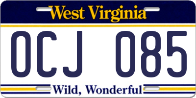WV license plate OCJ085