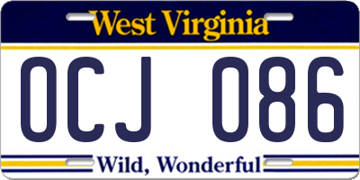 WV license plate OCJ086